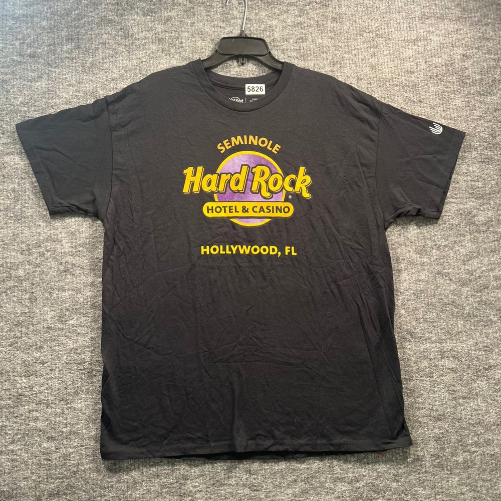 Hard Rock Hotel Casino Hollywood FL T-Shirt Mens XL Black Graphic Tee
